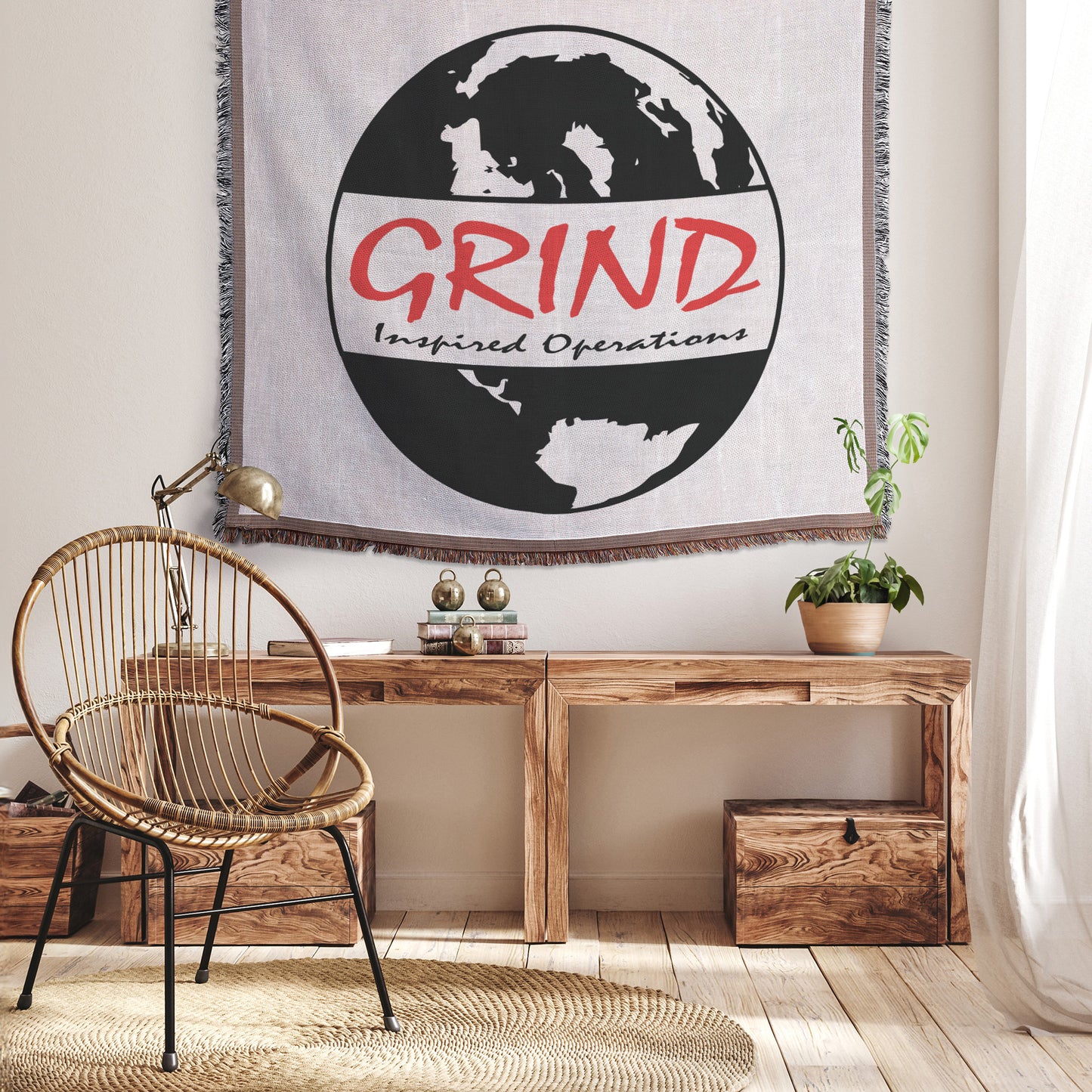 Grind Inspired Operations Logo Woven Blanket