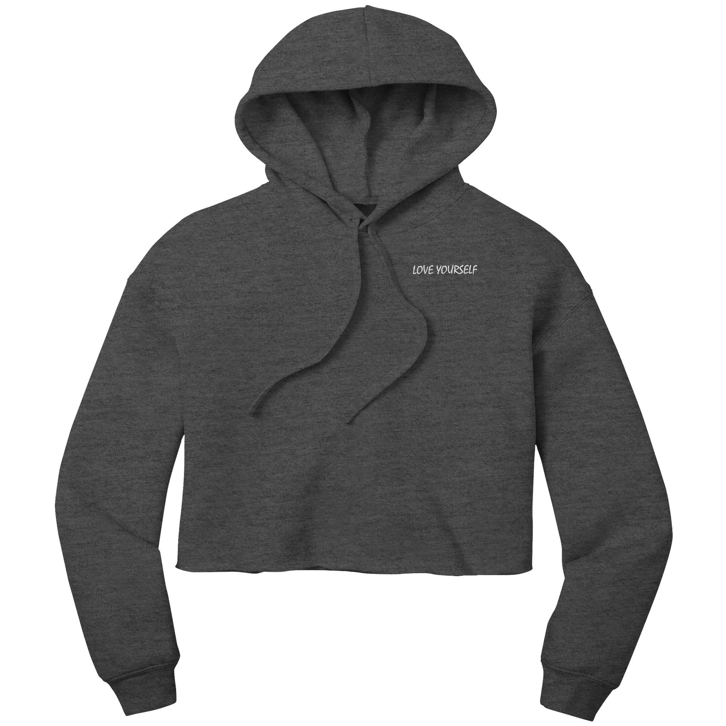 Love Yourself Crop Fleece Hoodie
