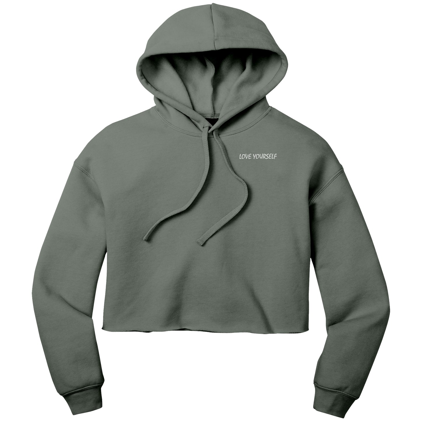 Love Yourself Crop Fleece Hoodie