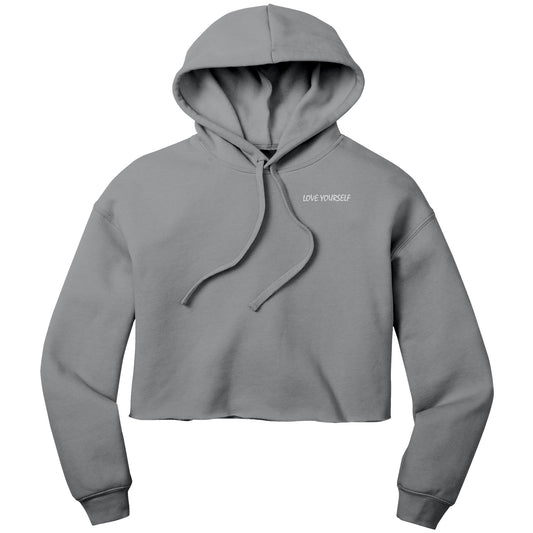 Love Yourself Crop Fleece Hoodie